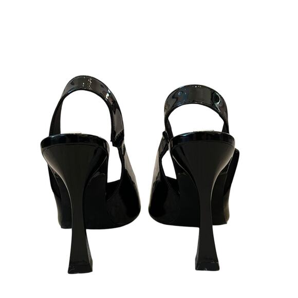 ZARA Black Patent Leather Pointed Toe Sling-Back Pumps High Heels Size 39 US 8.5 - Picture 5 of 13
